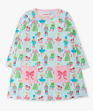 Load image into Gallery viewer, Girls Nutcracker Christmas Wishes Knit A-line Applique Pockets Dress