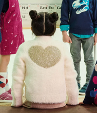 Load image into Gallery viewer, Gold Heart Fuzzy Shrunken Cardigan