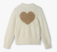 Load image into Gallery viewer, Gold Heart Fuzzy Shrunken Cardigan