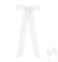 Load image into Gallery viewer, Mini Grosgrain Bowtie with Scalloped Edge, Knot Wrap, and Streamer Tails