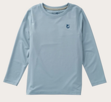 Load image into Gallery viewer, Boys' Pro Performance Long Sleeve T-shirt in Arona Blue with Rainbow Trout Art