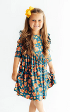 Load image into Gallery viewer, Gobble til You Wobble 3/4 Sleeve Ruffle Twirl Dress