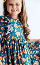 Load image into Gallery viewer, Gobble til You Wobble 3/4 Sleeve Ruffle Twirl Dress
