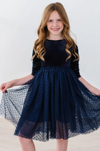 Load image into Gallery viewer, Light Navy Velvet Tutu Dress