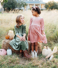 Load image into Gallery viewer, Vintage Pink Velvet Twirl Dress