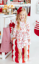 Load image into Gallery viewer, Candy Cane Lane L/S Pocket Twirl Dress