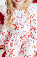 Load image into Gallery viewer, Candy Cane Lane L/S Pocket Twirl Dress