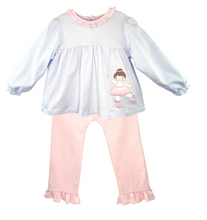 Load image into Gallery viewer, Ballerina Applique Knit Top &amp; Pant Set