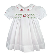 Load image into Gallery viewer, Embroidered Holiday Smocked Dress