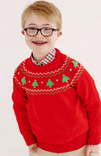 Load image into Gallery viewer, Isaac's Fair Isle Sweater- Richmond Red with Christmas Trees