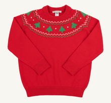 Load image into Gallery viewer, Isaac's Fair Isle Sweater- Richmond Red with Christmas Trees