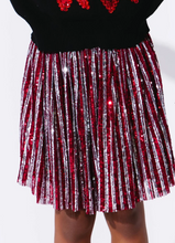 Load image into Gallery viewer, Candy Cane Sequin Striped Skirt