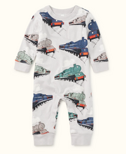 Load image into Gallery viewer, Long Sleeve Pocket Baby Romper- Great Railway Journey