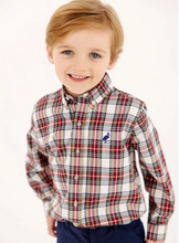 Load image into Gallery viewer, Dean's List Dress Shirt- Paris Pike Plaid with Nantucket Navy Stork