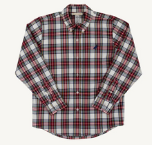 Load image into Gallery viewer, Dean's List Dress Shirt- Paris Pike Plaid with Nantucket Navy Stork