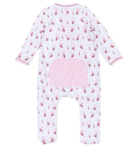Load image into Gallery viewer, Jolly Ribbons Print Ruffle Zip Footie