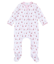 Load image into Gallery viewer, Jolly Ribbons Print Ruffle Zip Footie