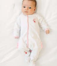 Load image into Gallery viewer, Jolly Ribbons Hand-Embroidered Ruffle Footie