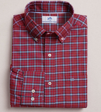 Load image into Gallery viewer, Boys Chimney Creek Skipjack Sport Shirt- Salsa Red