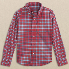 Load image into Gallery viewer, Boys Chimney Creek Skipjack Sport Shirt- Salsa Red