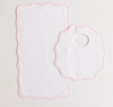 Load image into Gallery viewer, Bib &amp; Burp Set- Embroidered Dots