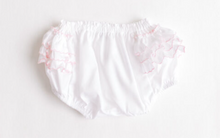 Load image into Gallery viewer, Diaper Cover – White with Pink Side Ruffles