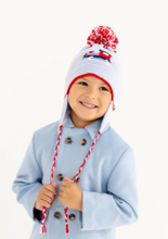 Load image into Gallery viewer, Parrish Pom Pom Hat- Beale Street Blue with Train