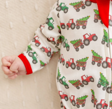 Load image into Gallery viewer, Santa's Tractor Zip Footie