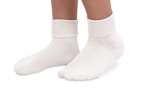 Jefferies White Smooth Toe Turn Cuff Socks