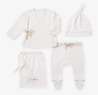 White Pointelle Layette Gift Set