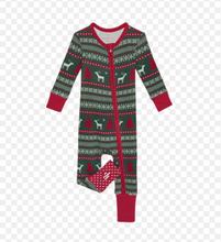 Load image into Gallery viewer, Holiday Fair Isle Footie Zippered One Piece