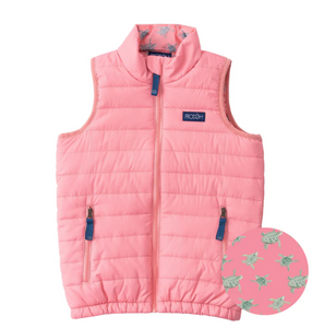 Girl's Puffer Vest Plumeria Pink