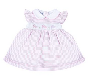 Pink Hoppity Hop Classics Smocked Flutters Dress Set