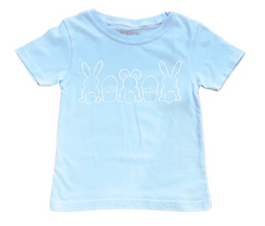 Short Sleeve Light Blue Bunnies & Baskets Trio