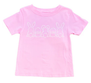 Short Sleeve Light Pink Bunnies & Baskets Trio