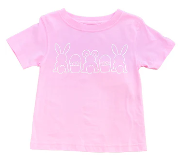 Short Sleeve Light Pink Bunnies & Baskets Trio