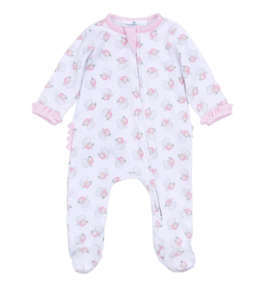 Santa Baby Pink Ruffle Zipper Footie