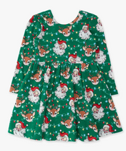 Load image into Gallery viewer, Girls Up On The Housetop Christmas Knit Long Sleeve Twirl Dress
