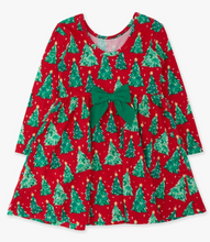 Load image into Gallery viewer, Girls O Christmas Tree Knit Long Sleeve Twirl Dress