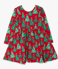 Load image into Gallery viewer, Girls O Christmas Tree Knit Long Sleeve Twirl Dress