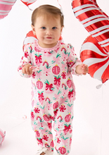 Load image into Gallery viewer, Baby Girls Holly Christmas Ornament Bows Knit Long Sleeve Ruffle Full Length Romper