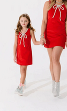 Load image into Gallery viewer, Red Velvet Bow Princess Dress