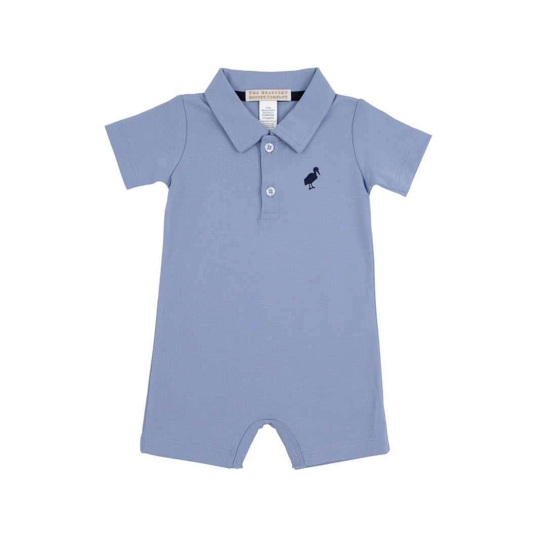Sir Proper's Romper-Park City Periwinkle with Nantucket Navy