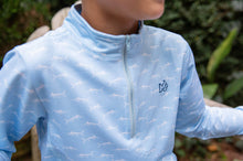 Load image into Gallery viewer, Marlin Print on Clear Sky Blue Pro Performance Quarter Zip Pullover