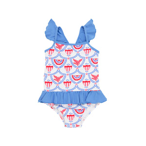 St.Lucia Swimsuit - American Swag/Barbados Blue With Snaps