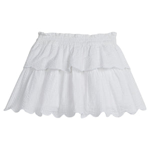 White Seersucker Tiered Skort