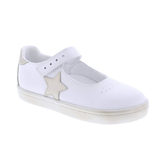 Footmates White & Gold Leather Stella Mary Jane