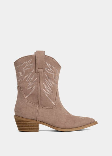 ShuShop Zahara Mini Rose Suede Cowgirl Boots