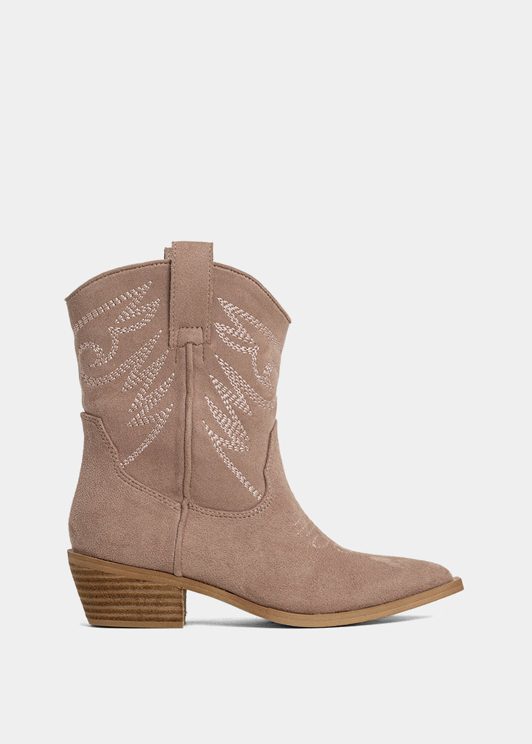 ShuShop Zahara Mini Rose Suede Cowgirl Boots