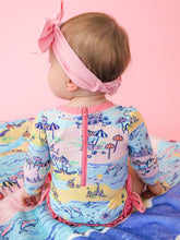 Load image into Gallery viewer, Baby Girls Beach Day Long Sleeve One Piece Rash Guard Swimsuit with Signature Rear Ruffles